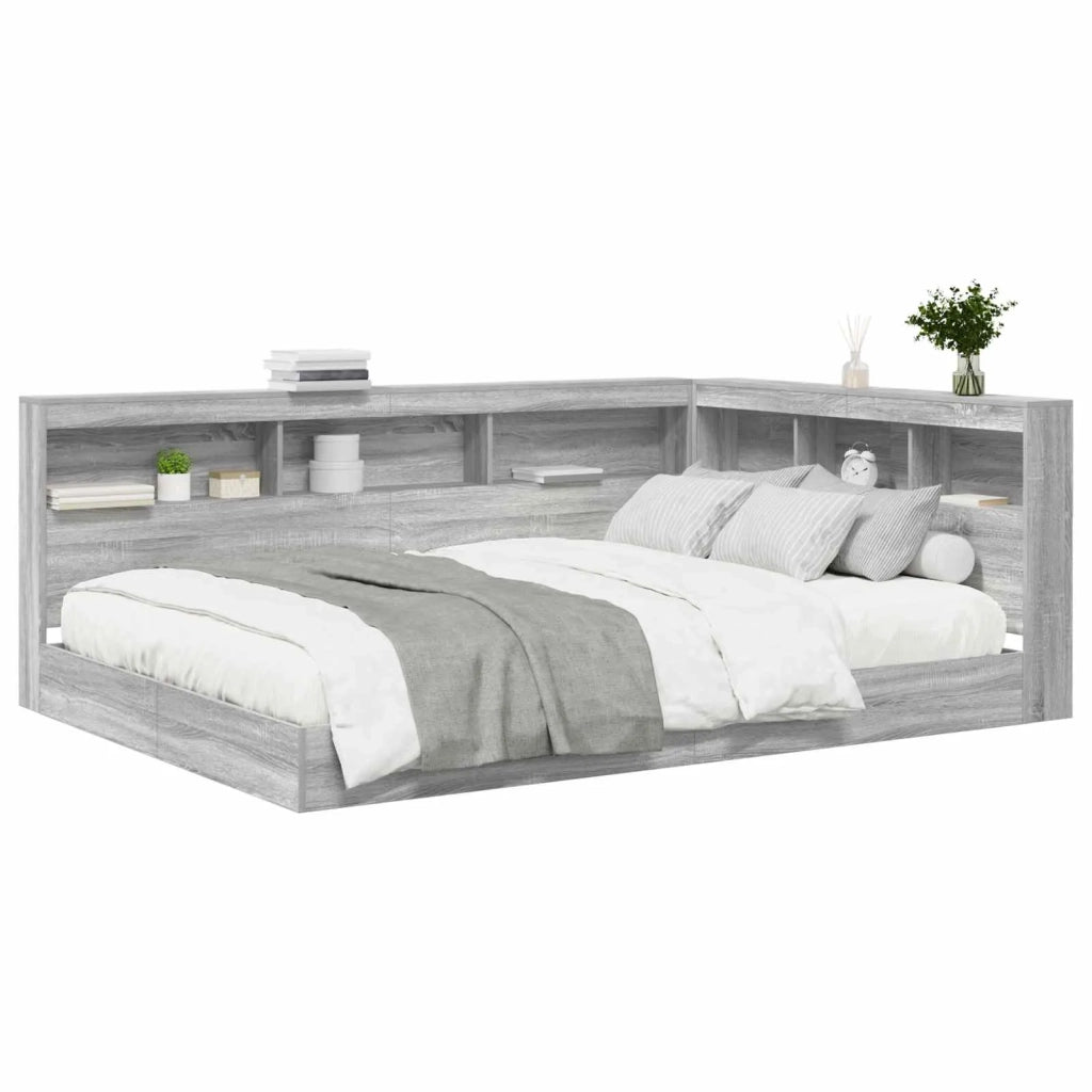 Letto Libreria Grigio sonoma 160 x 200 cm Legno multistrato 3335743