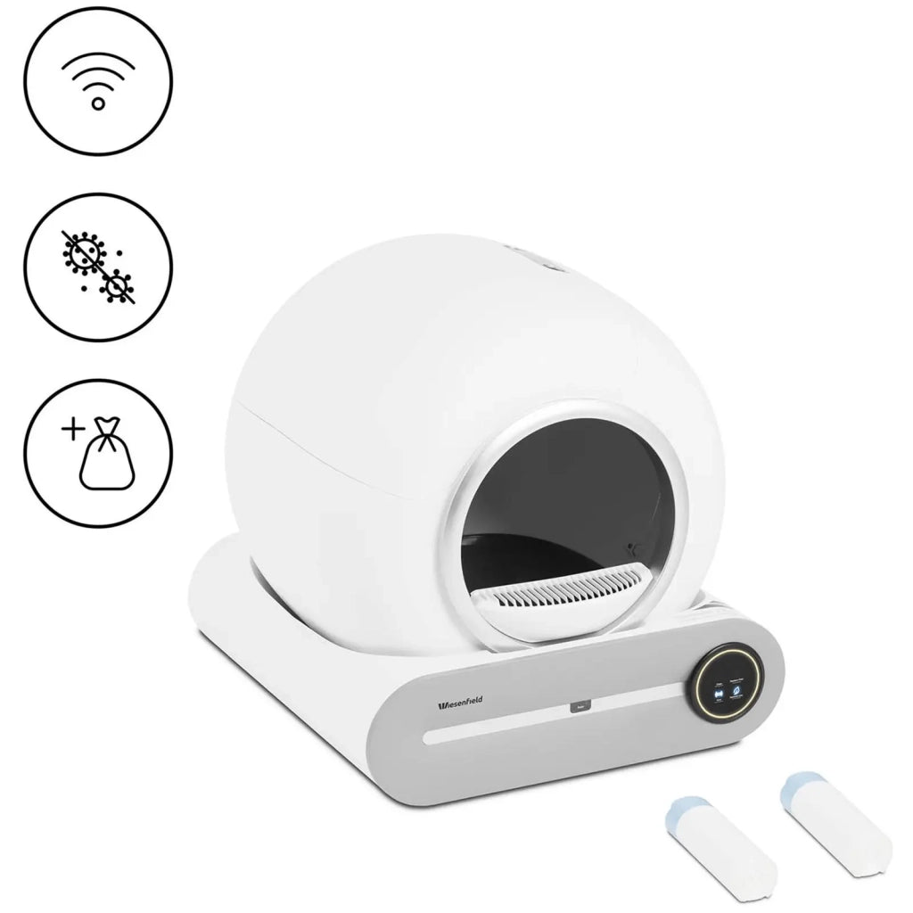 Lettiera autopulente controllata tramite app per smartphone apertura 25 cm sterilizzazione al plasma gomma ABS resina poliacetalica (POM) grigio/bianco 14_0009245
