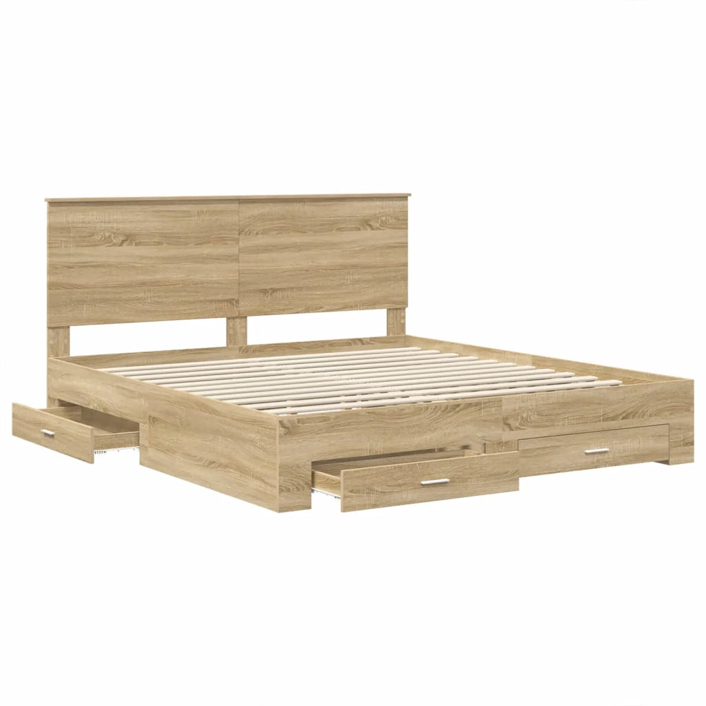 Struttura del letto con testiera Rovere Sonoma 200 x 200 cm 3409610