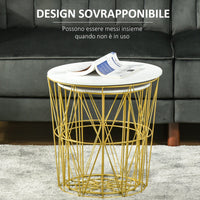 EASYCOMFORT  Set 2 Tavolini da Salotto con ripiano rimovibile - Bianco