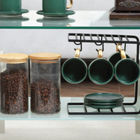 EASYCOMFORT  Tavolino da Caffè Moderno a 2 Livelli in Vetro e Legno, 90x50x42cm, Bianco