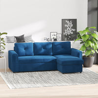 Easycomfort Divano Letto Angolare 3 Posti Effetto Velluto e Chaise Longue con Contenitore, 232x141x85cm, Blu