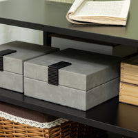 Easycomfort Tavolino da Caffè Asimmetrico in Legno con Ripiani e Piedini Regolabili, 60x60x45cm, Nero