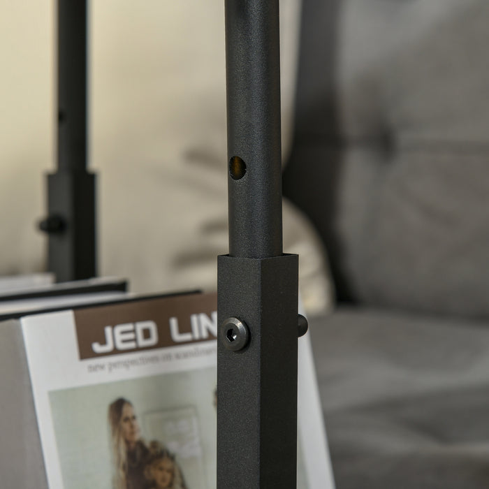 EASYCOMFORT  Tavolino da Salotto a C Stile Industriale, Comodino di Design Altezza Regolabile - Marrone Rustico