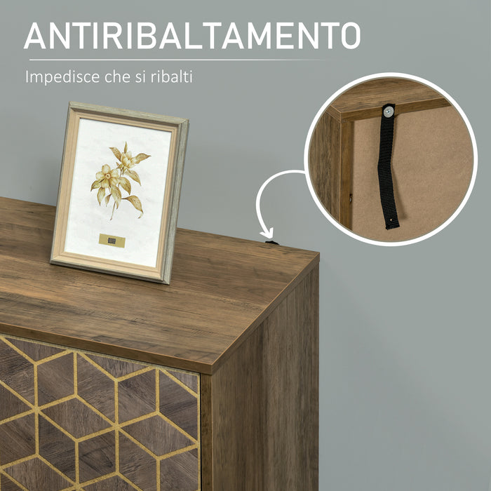 EASYCOMFORT  Mobile da Ingresso Moderno con Decori Dorati e Gambe in Acciaio, 99x39x75.5cm