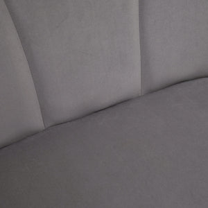 EASYCOMFORT  Divano 2 Posti in Velluto con Gambe in Metallo e Schienale a Conchiglia, 132x66x80cm, Grigio