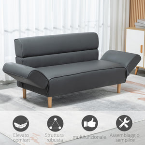 Easycomfort Divano 2 Posti Convertibile in Divano Letto Singolo con Braccioli Regolabili, 164x71x75cm