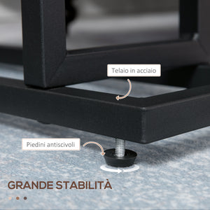 Easycomfort Tavolino da Salotto in Truciolato e Acciaio con Borsa Portaoggetti in Tessuto Oxford, 49x19x55 cm, Marrone e Nero