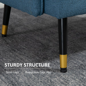 Easycomfort Poltrona Moderna da Soggiorno e Camera da Letto con Seduta Imbottita e Tessuto Effetto Lino, 76x68x80 cm, Blu