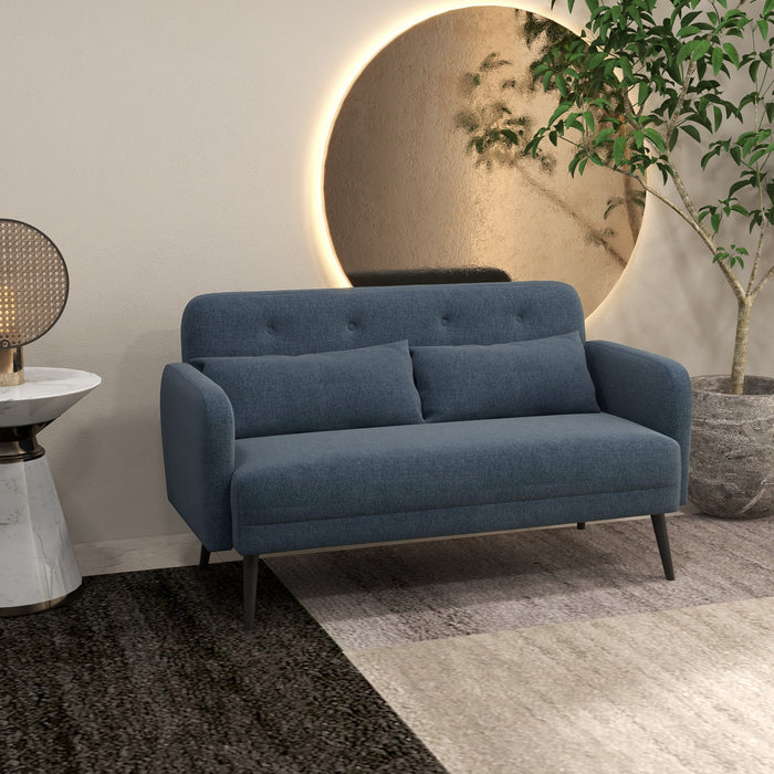 Easycomfort Divano 2 Posti con Rivestimento in Tessuto e 2 Cuscini, 135x74x82cm Blu Scuro