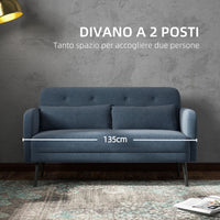 Easycomfort Divano 2 Posti con Rivestimento in Tessuto e 2 Cuscini, 135x74x82cm Blu Scuro