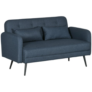Easycomfort Divano 2 Posti con Rivestimento in Tessuto e 2 Cuscini, 135x74x82cm Blu Scuro