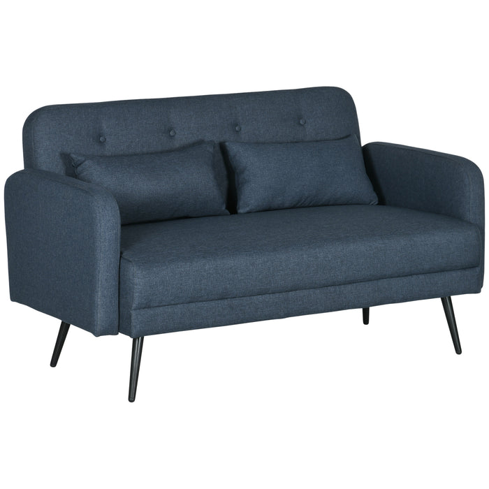 Easycomfort Divano 2 Posti con Rivestimento in Tessuto e 2 Cuscini, 135x74x82cm Blu Scuro