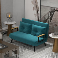 Easycomfort Divano Letto Matrimoniale 3 in 1 Vellutato con Schienale Regolabile in 5 Livelli e Cuscini, Blu Scuro