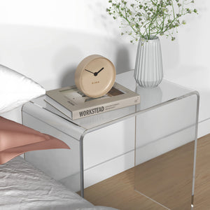 Easycomfort Tavolino da Salotto in Acrilico a U con Bordi Lisci e Angoli Arrotondati, 53.5x30.5x53.5 cm, Trasparente