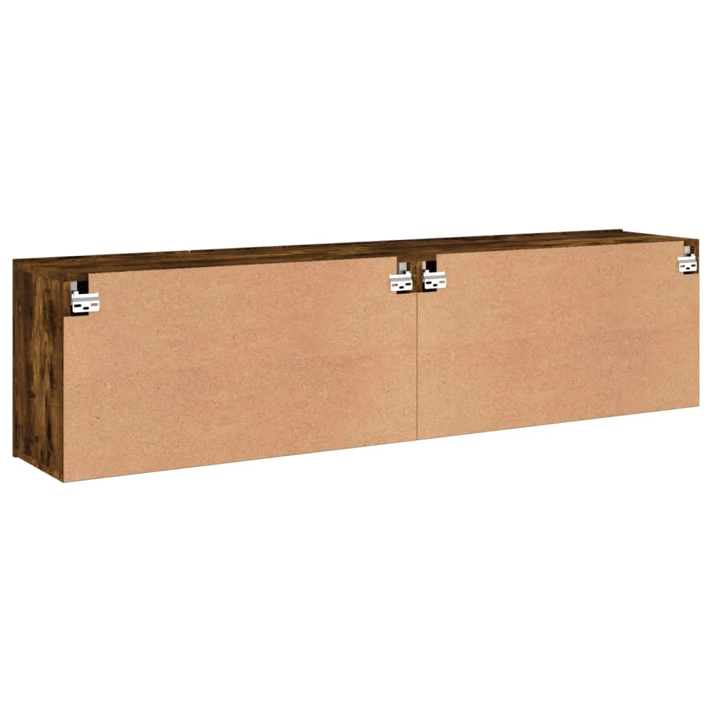 Mobile TV multimediale da parete mensola TV credenza TV per sala da pranzo soggiorno camera da letto 2 pezzi rovere affumicato 80 x 30 x 41 cm marrone 02_0028990