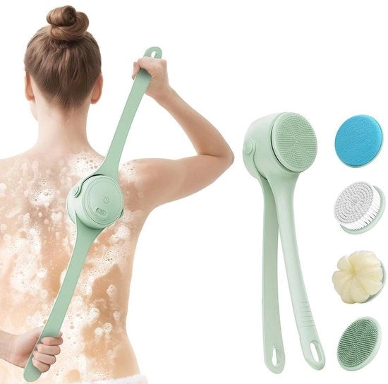 Spazzola per la schiuma, rasoio elettrico con 3 velocità, IPX7 impermeabile, batteria 1200mAh, 360° girevole, inclusa con 4 testine, per la pulizia della pelle, la schiuma e la massaggio.