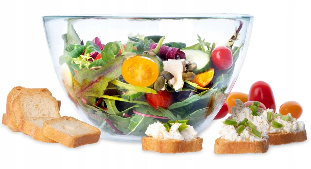 Ciotola da insalata KADAX in vetro, ideale per snack, insalate e frutta, 17 cm, grande e profonda.