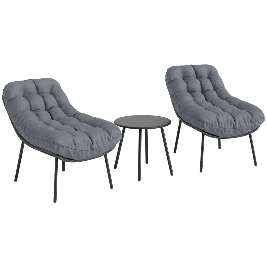 Set divano da giardino 2 posti in polyrattan ¨C Xylo ¨C con cuscini spessi 15 cm grigio