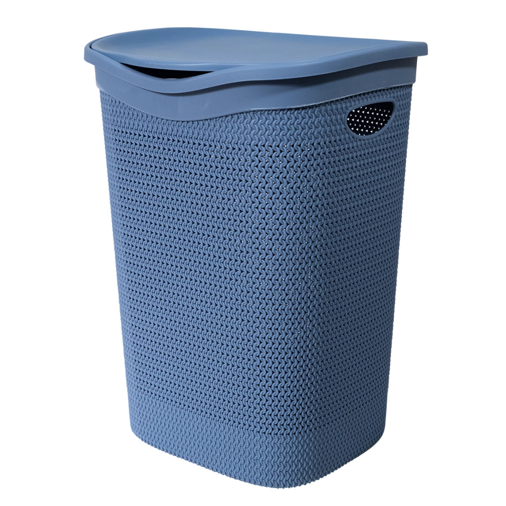Cesto Portabiancheria da Bagno intreccio Blu Avio belli e forti 55 Litri