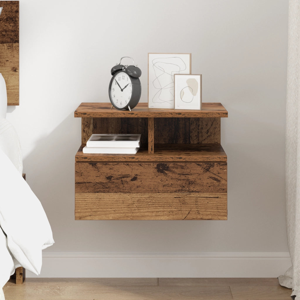 Comodino Sospeso Legno Vecchio 40x31x27 cm Legno ingegnerizzato