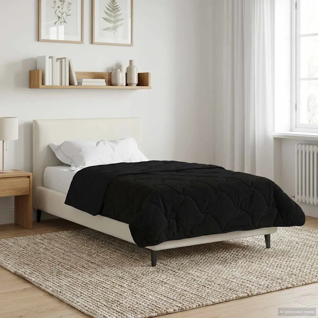 Duvet Estivo Nero 135 x 200 cm Microfibra e Fleece Teddy 42026181