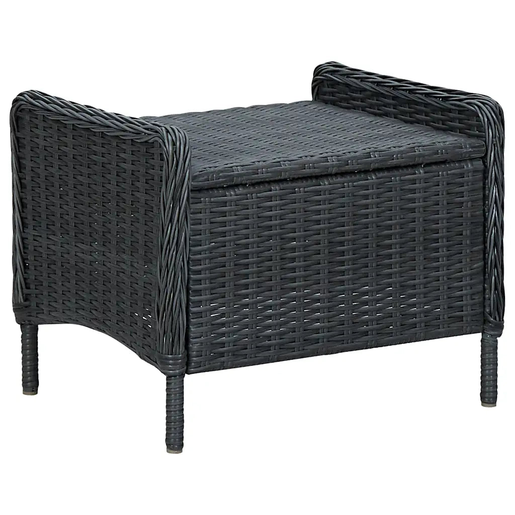 Sedia da Giardino Reclinabile con Pouf Polyrattan Grigio Scuro 313303