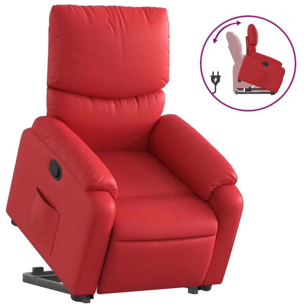 Poltrona Alzapersona Reclinabile Rosso in Similpelle 3204891