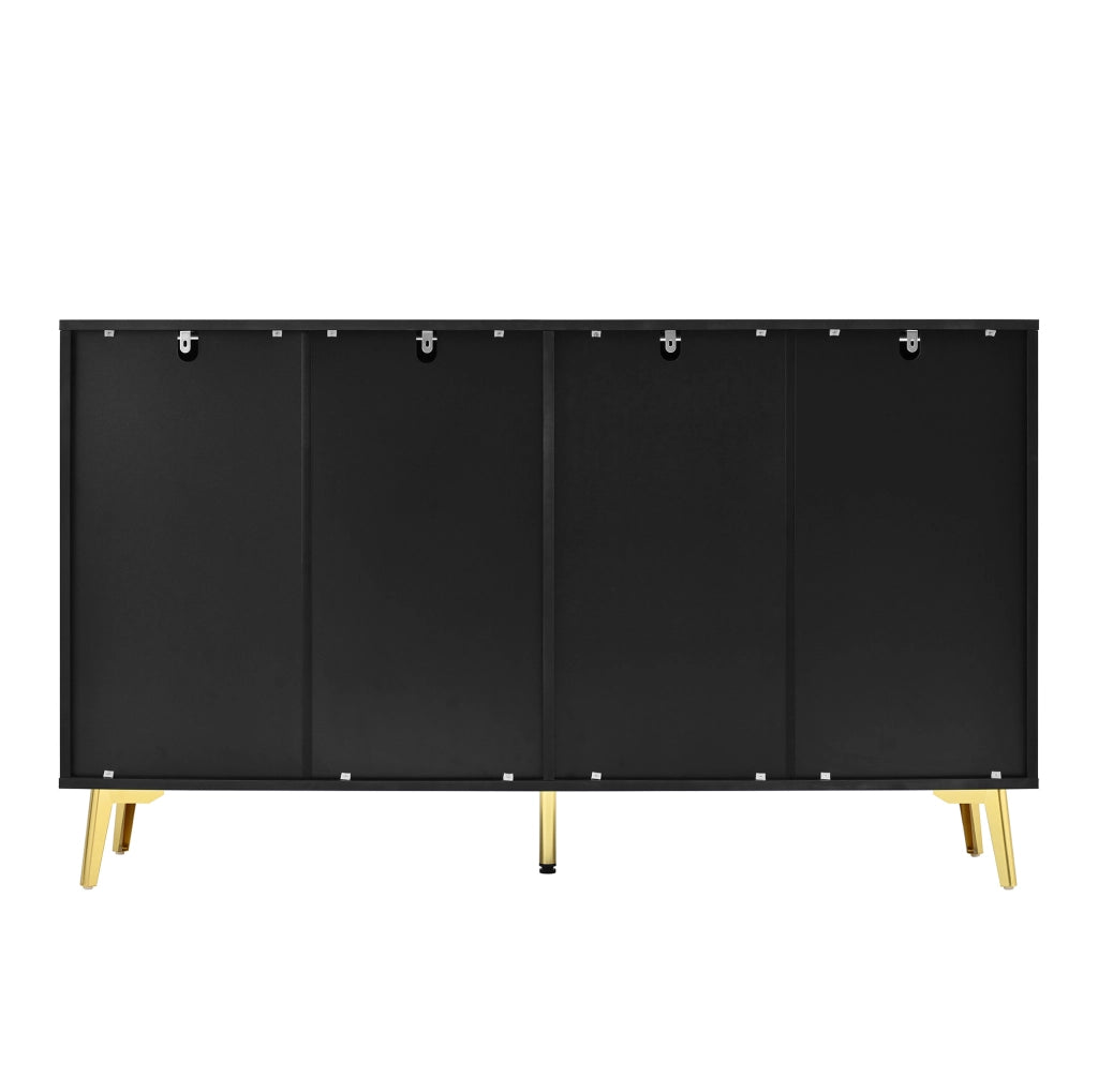 Credenza sideboard nera con 4 ante e 4 cassetti; ripiani regolabili; 140x38x82 cm; in MDF