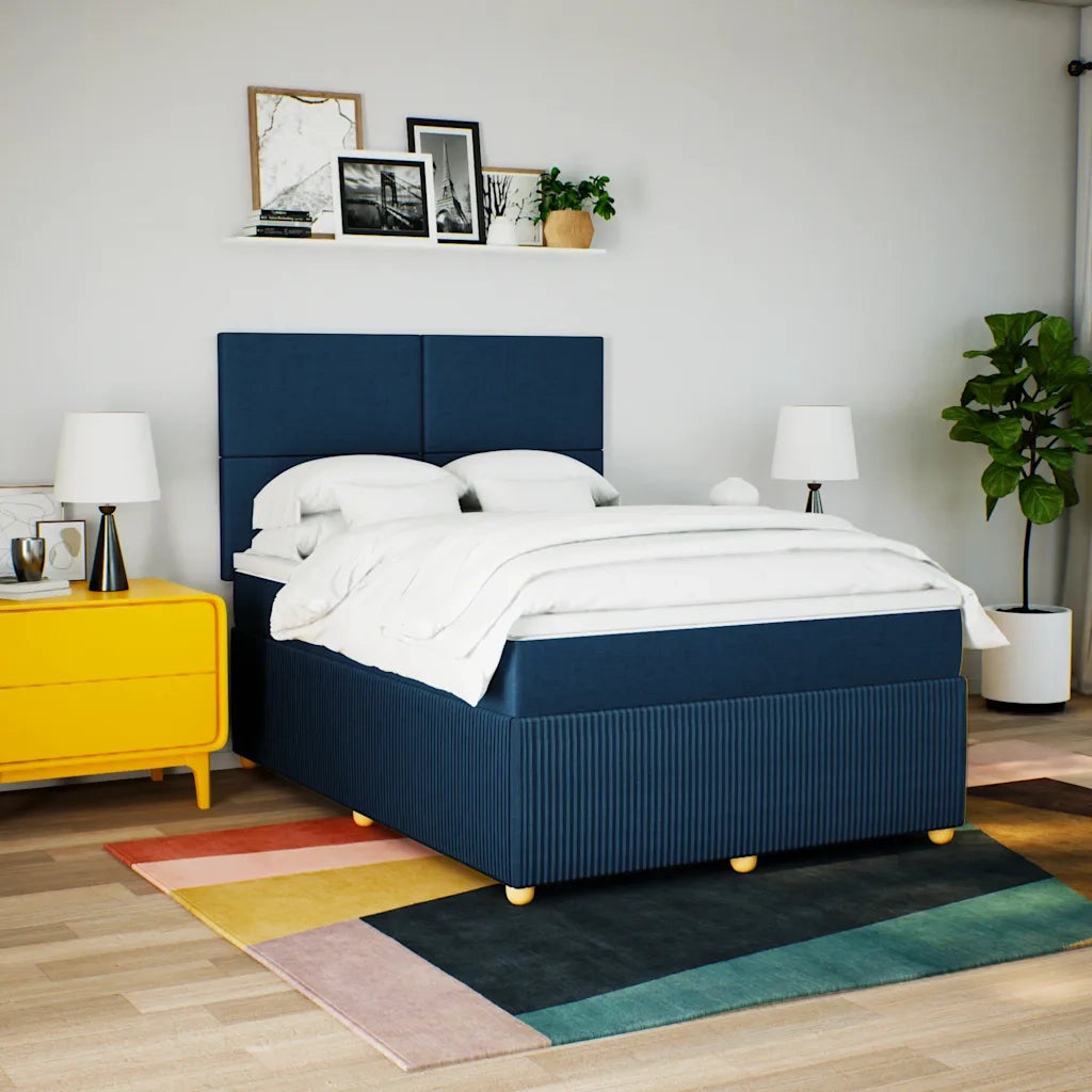 vidaXL Giroletto a Molle con Materasso Blu 140x200 cm in Tessuto