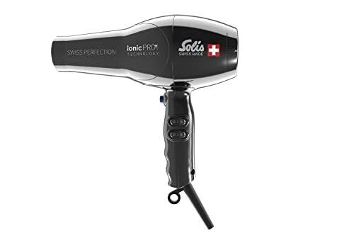 Solis 96812 Swiss Perfection 360 Asciugacapelli 2300 W Tecnologia IonicPRO Cavo 360° 3 Temperature 2 Velocita' Beccuccio per Styling incluso colore Nero