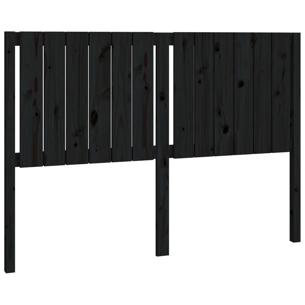 Testiera per Letto-Testata-Testiera Decorativa Nera 145,5x4x100cm in Legno Massello di Pino 250516