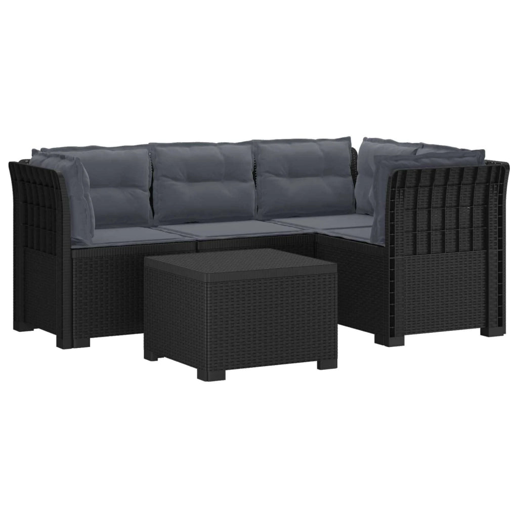 Divano da giardino 4 posti con cuscini aspetto rattan PP 3444017