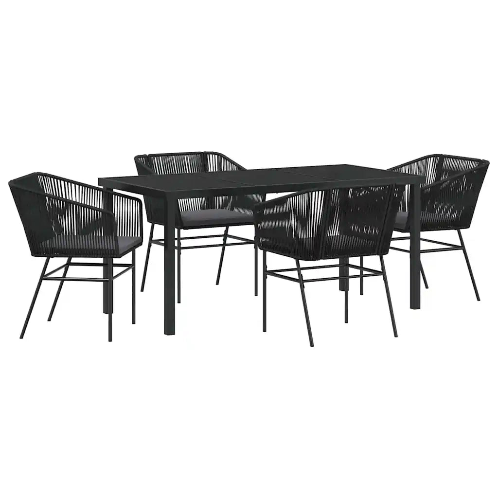Set da Pranzo per Giardino con cuscino 5 pcs Nero 3380921