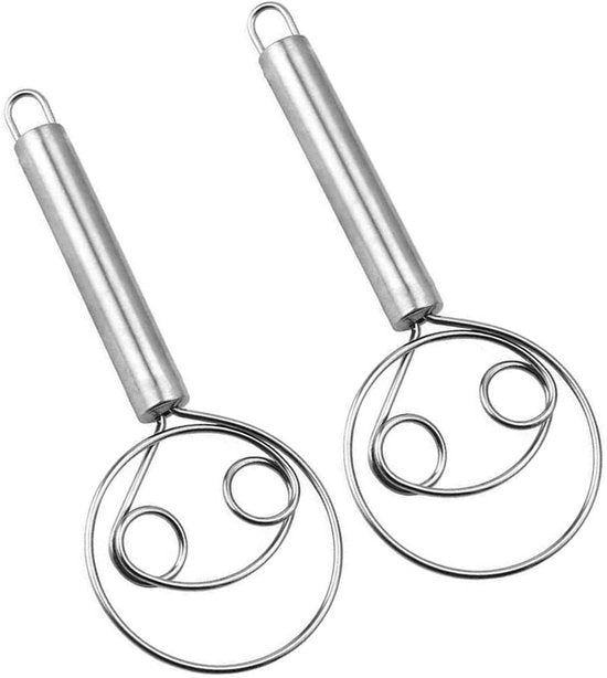 Set di Cottura in Acciaio Inossidabile - 2 pezzi Cotture in Acciaio Inossidabile per Pasta e Impasto - Mixatore Manuale per Pane - Filo in Acciaio Inossidabile - Accessori da Cucina per la Cottura del Pane