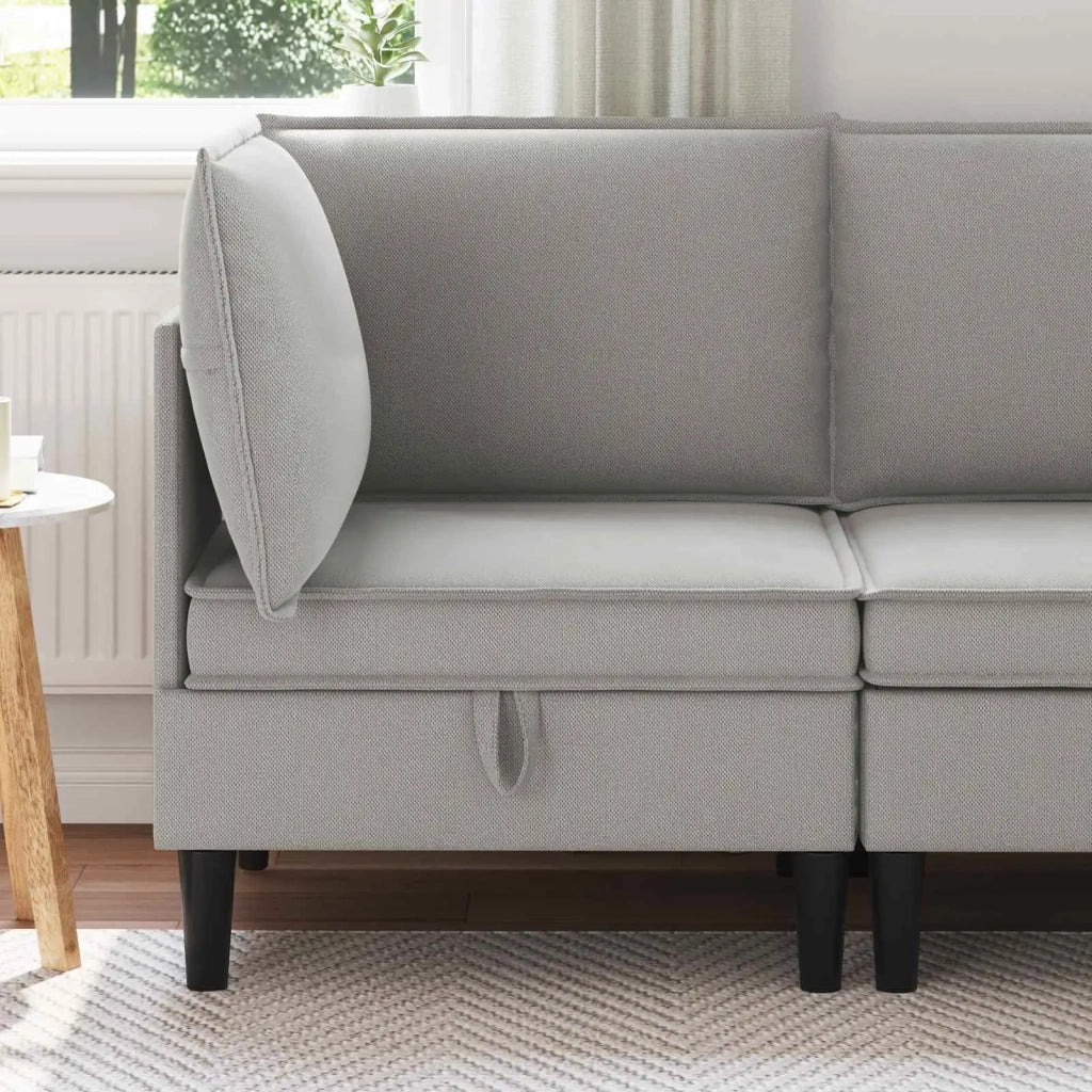 Divano | Divano da soggiorno | Sofa Angolare con Storage Grigio chiaro Velluto