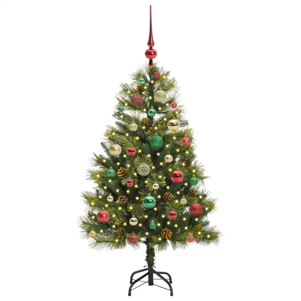 Albero di Natale | Decorazioni natalizie artificiale pieghevole con coni Verde 120 cm