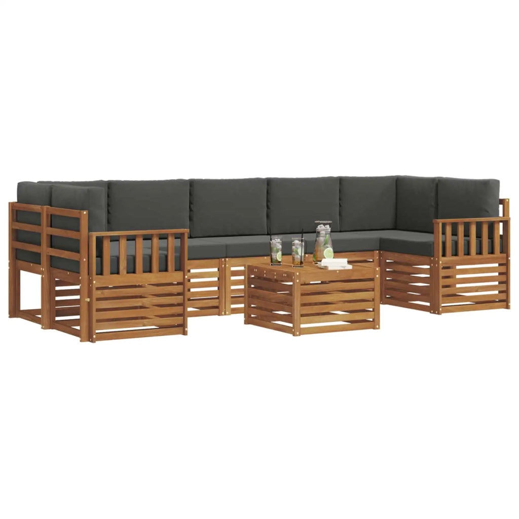 Set di divani da esterno con cuscino 8 pcs Naturale e Antracite 3374522