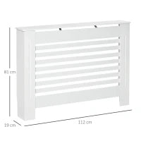 Copritermosifone in Legno Bianco per Caloriferi e Radiatori, con Struttura a Doghe e Ripiano, 112 x 19 x 81cm