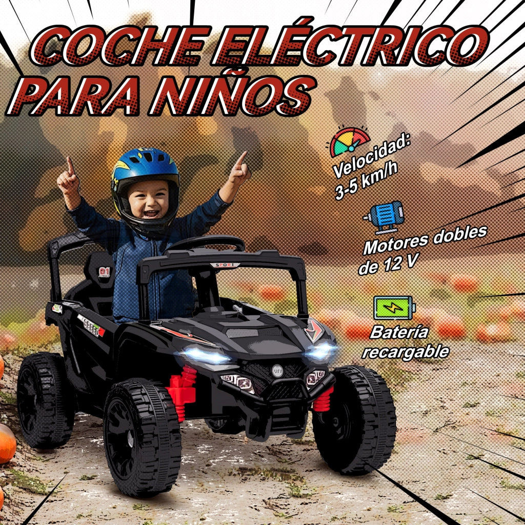 Auto Bambini Elettrica 12V Telecomando 2.4G Luci ¨C Minimal ¨C Nero