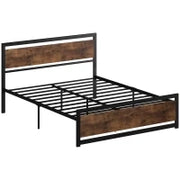 Struttura Letto Matrimoniale in Legno e Acciaio con Doghe in Stile Industriale, 160x200cm