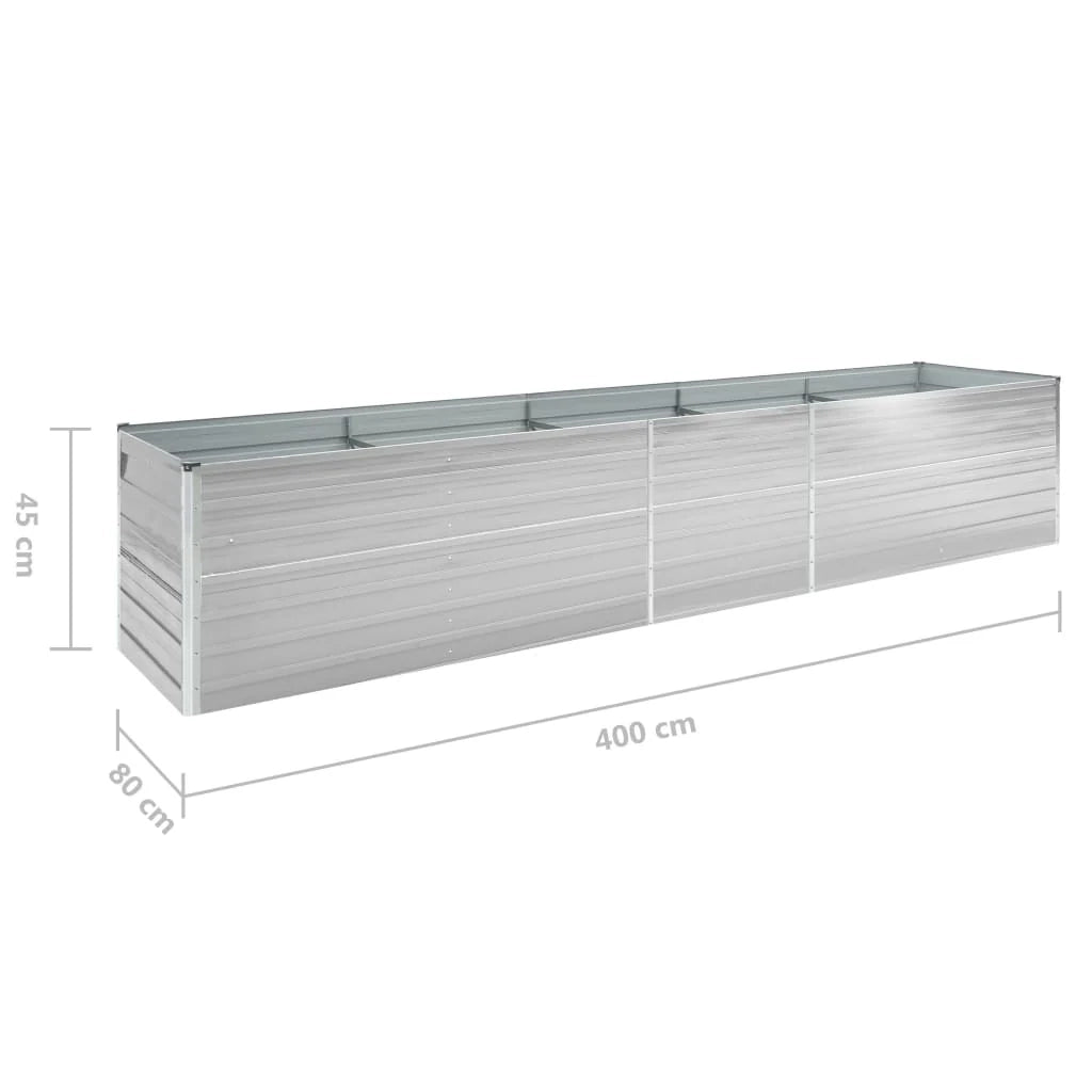 Fioriera rialzata per piante e fiori acciaio zincato 400 x 80 x 45 cm grigio 02_0001116