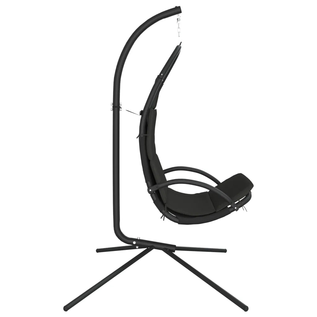 Sedia a Dondolo Giardino Cuscino Grigio Scuro Tessuto e Acciaio 362729