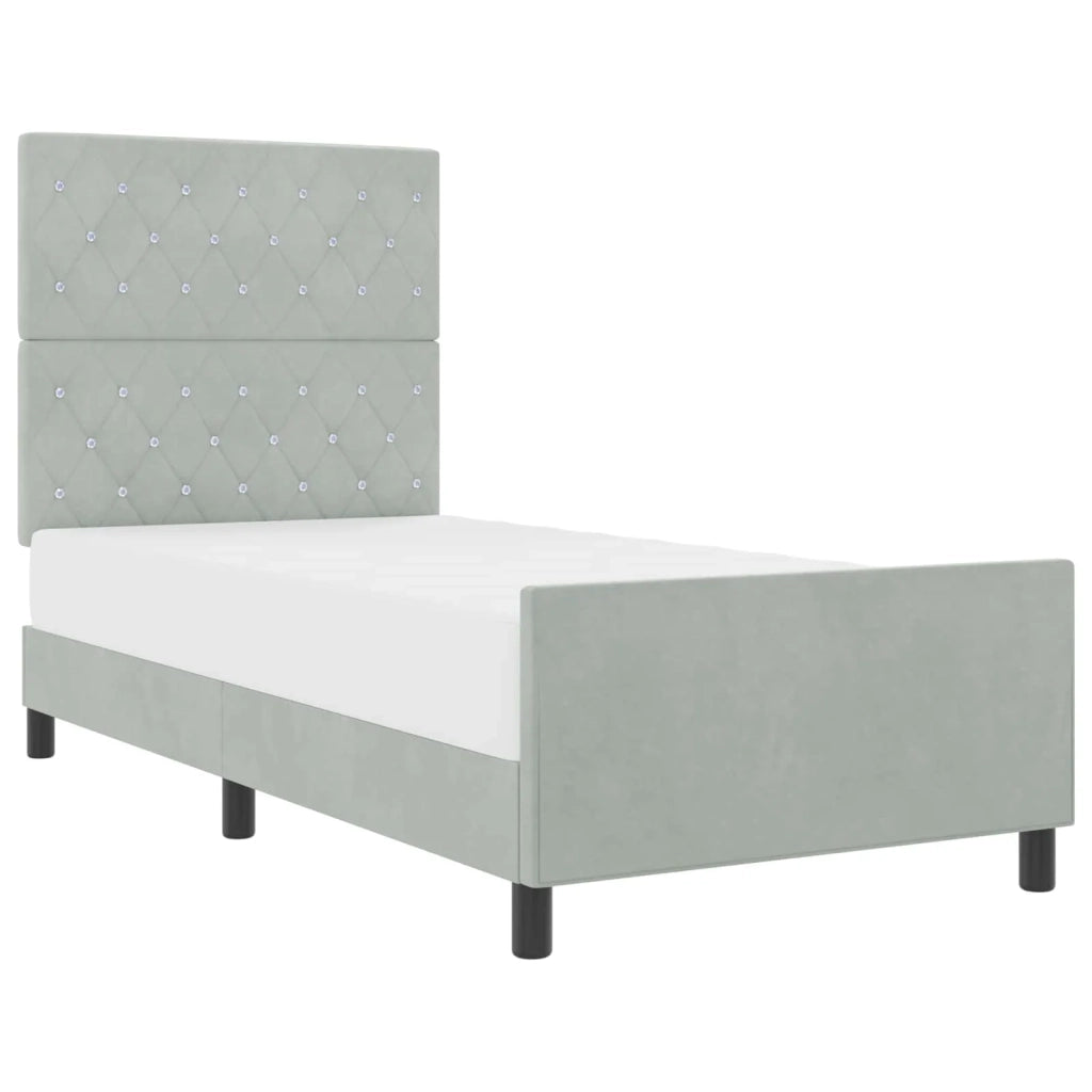 Letto a molle con testiera Grigio chiaro 90 x 200 cm Velluto 3344849