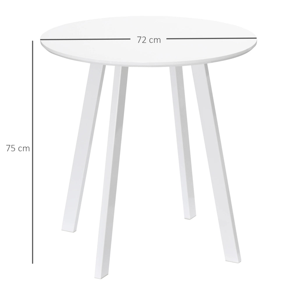 Tavolo rotondo da cucina ?72 x 75 cm in MDF bianco lucido con gambe in metallo