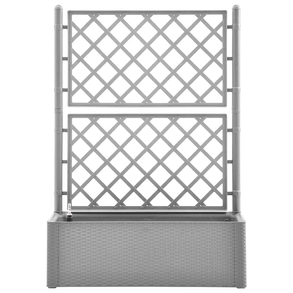 Fioriera rialzata per piante fiori patio giardino traliccio e sistema di irrigazione grigio 02_0039848