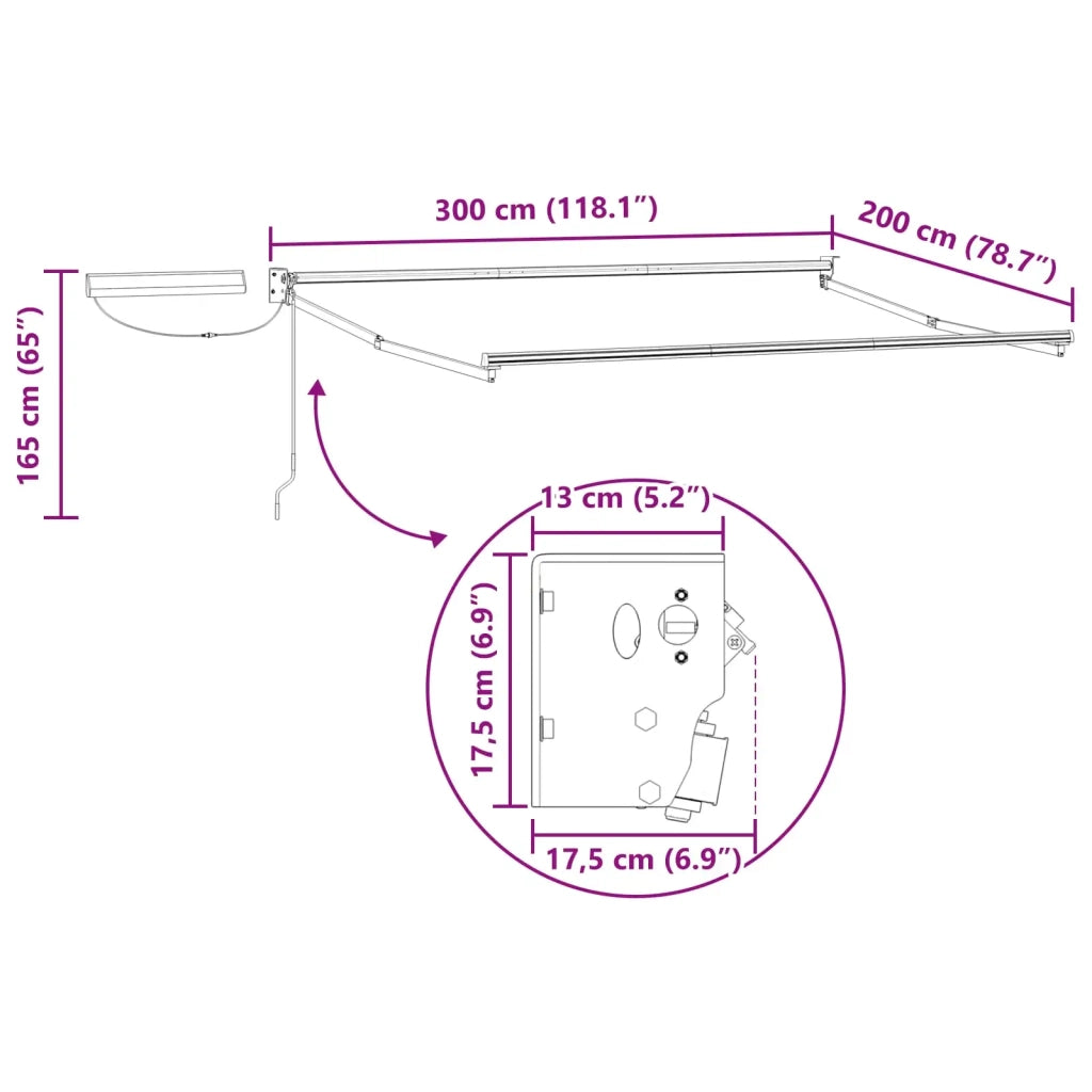 Struttura della tenda elettrica retrattile Bianco 3 x 2 m