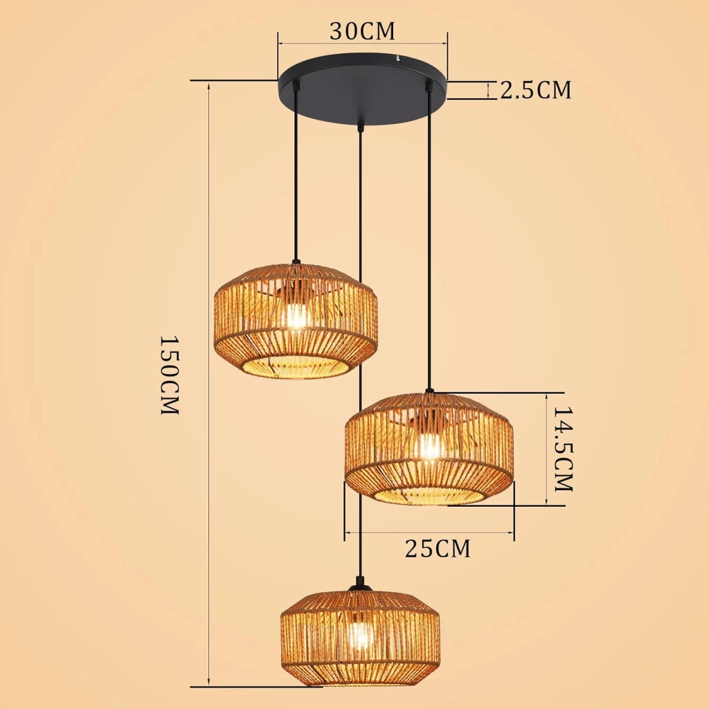 Lampada a sospensione ZMH vintage a 3 luci E27 (lampadina non inclusa)