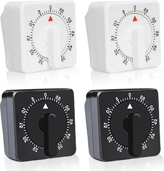Alarme da cucina meccanico 4 pezzi orologio da uovo con allarme sonoro - timer corto - contapulsazioni per sport e studio - bianco nero.