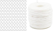 100 anelli trasparenti per tende romane in DIY con 50 metri di corda in cotone bianco 1,8 mm